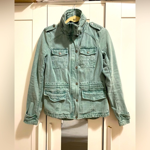 BCBGeneration Military Utility Jacket Women’s Khaki Oceanic Green Drawstring XS - Picture 1 of 11